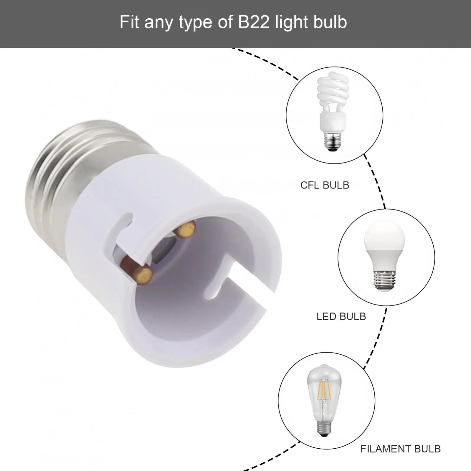 E27 to B22 Socket Converter Screw to B22 Socket Adapter for LED Bulbs Incandescent Bulbs CFL Bulbs E27 to B22 Adapter