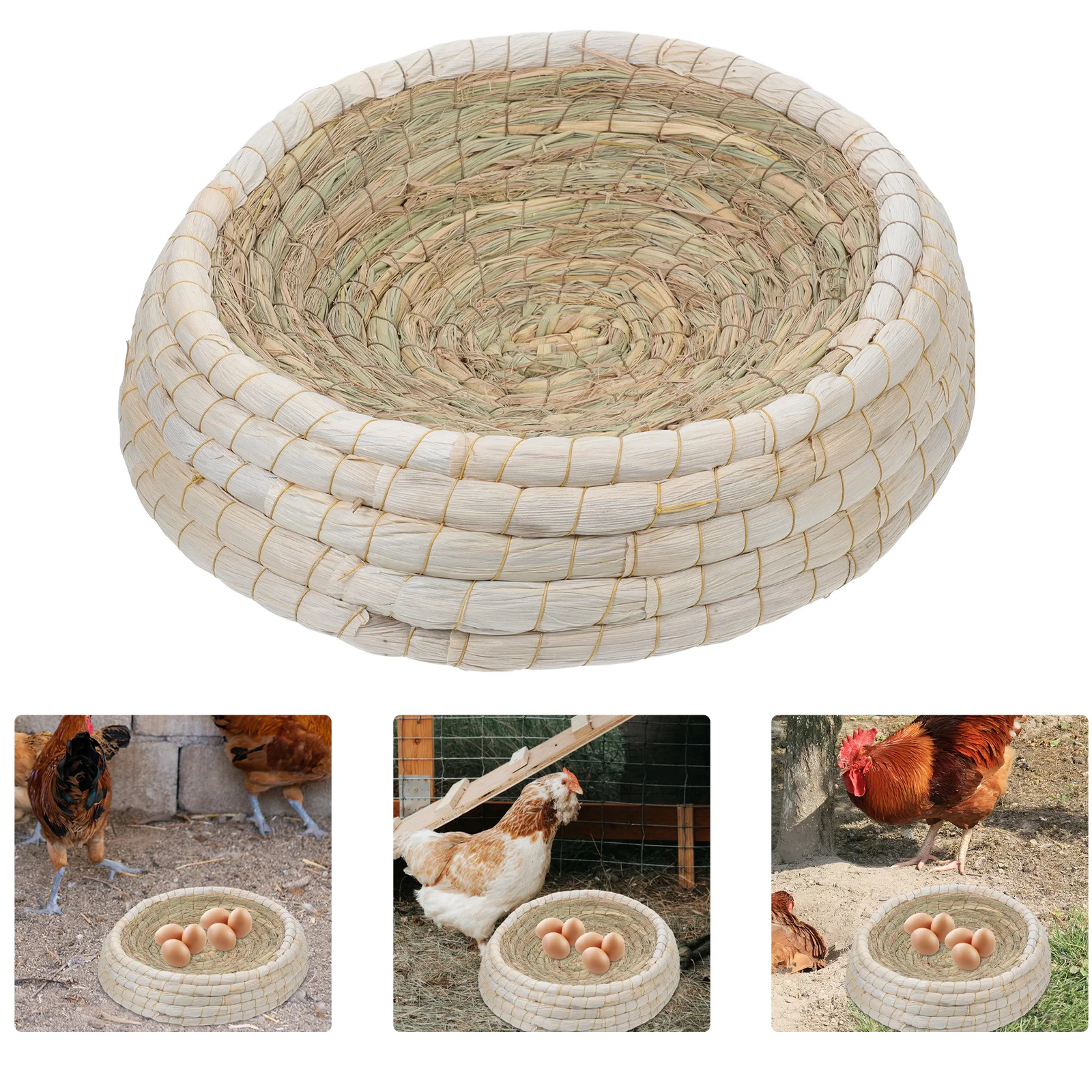 

1pc Grass Woven Chicken Nest 40Cm Natural Straw Bird Nest For Pigeon Duck Breeding Flat Base Cage Garden Pet Bed Hamster Gerbil
