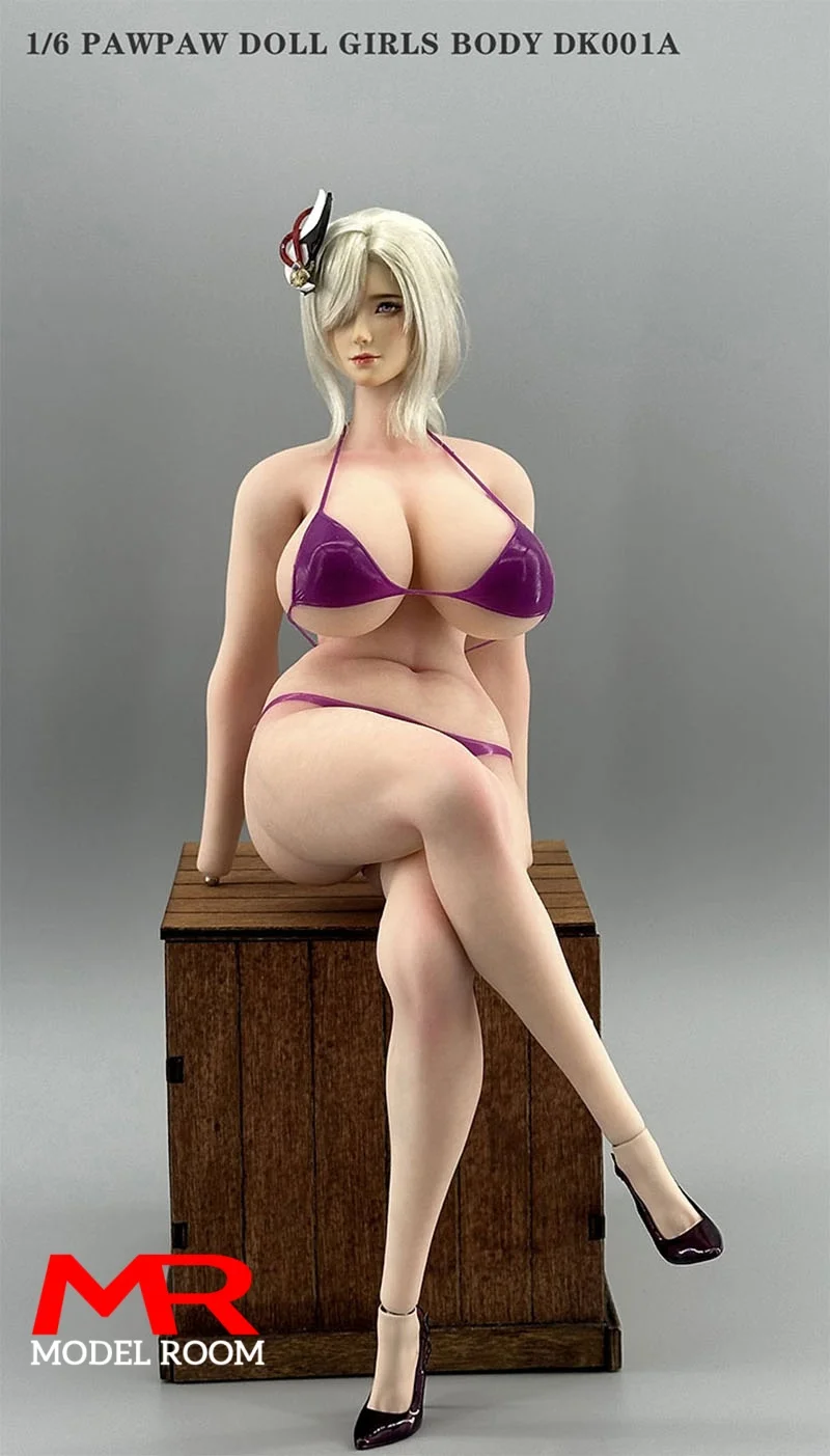 PawPawDoll DK001A 1/6 أنيمي فتاة كبيرة الحجم الثدي سلس الجسم 26.5 سنتيمتر ماكياج البلاتين سيليكون أنثى الجندي عمل الشكل دمية