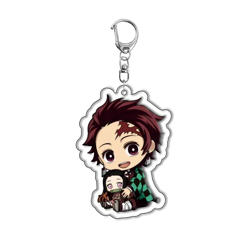 Demon Slayer Kimetsu no Yaiba Tanjiro Nezuko Acrylic Keychain Anime Pendant Accessory Custom Wholesale Stock Ready to Ship