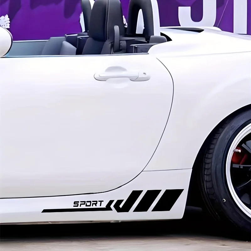 

2 шт./компл., черно-белая СПОРТИВНАЯ наклейка с геометрическим узором в полоску, декоративная наклейка для автомобиля