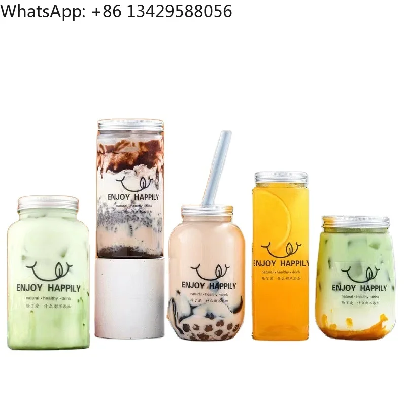 

High Quality Disposable Transparent PET Drinking Cups 350ml 500ml 650ml Takeaway Square Boba Tea Drinking Juice Plastic Bottles