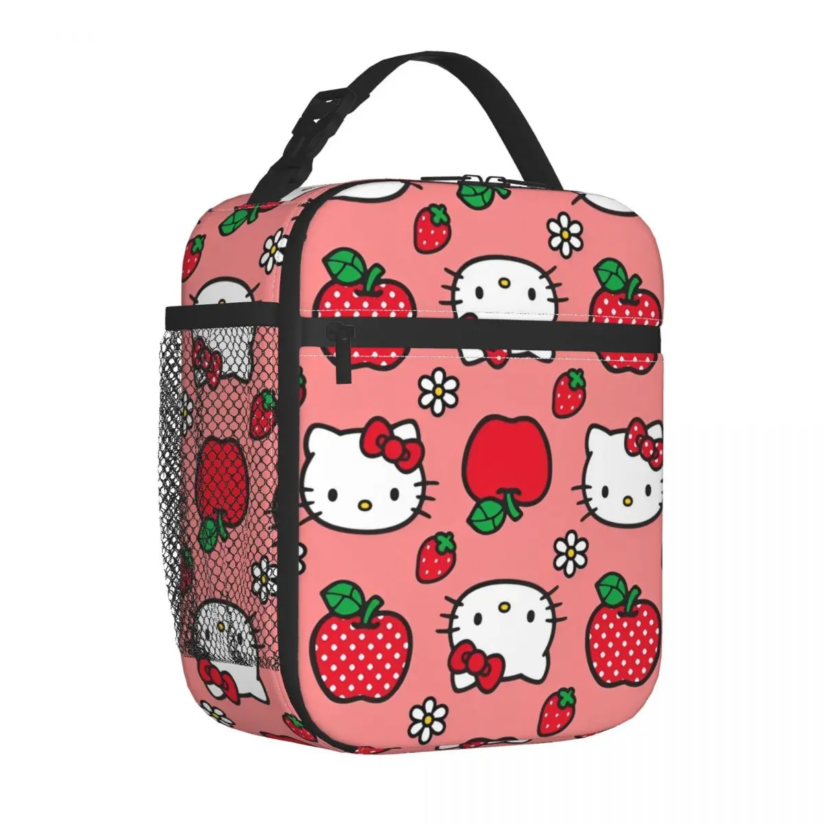 Hello Kitty Strawberry Flower Insulated Lunch Bags Thermal Bag Reusable Meal Container Leakproof Tote Lunch Box Bento Pouch