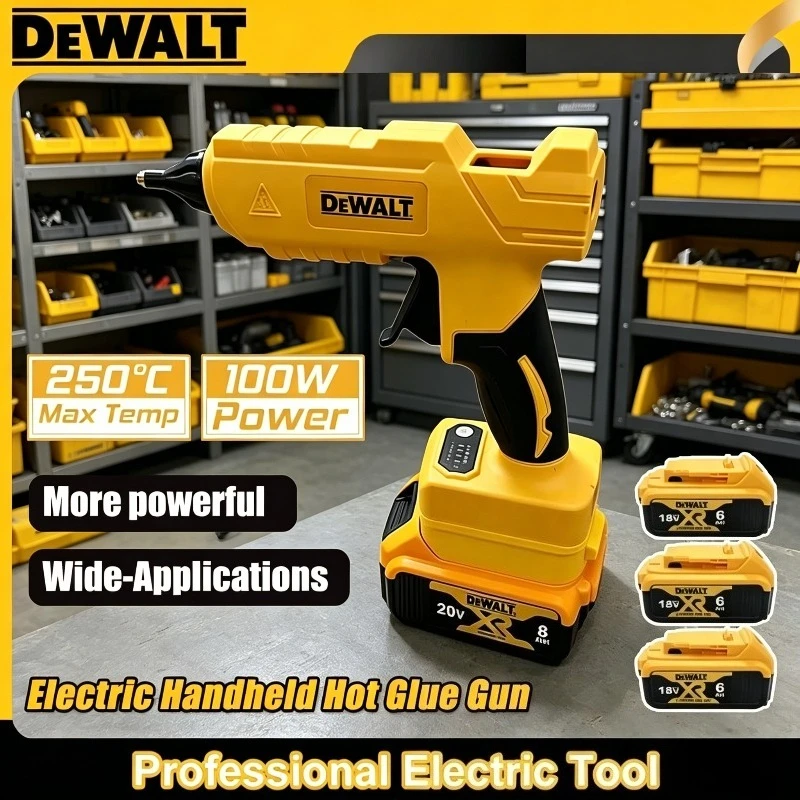 

Беспроводной электрический ручной пистолет для горячей клейки DEWALT, инструмент для ремонта и DIY, термопистолет для сварки, пистолет для горячего воздуха с защитой от ожогов, электроинструмент