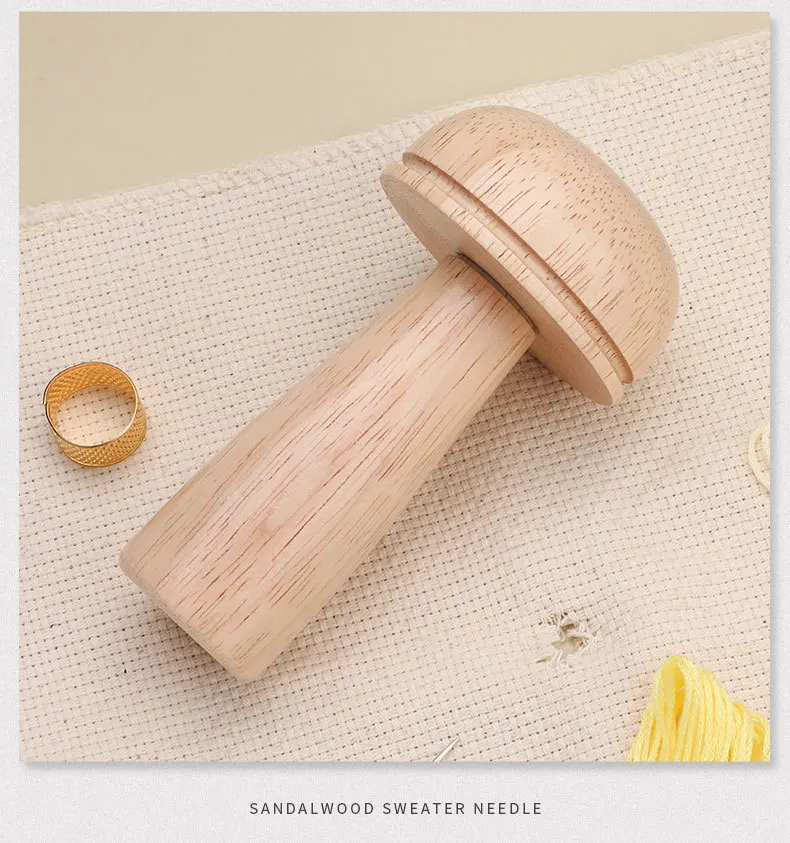 

Wooden Mushroom Sewing Tool for Hole Repair Sock Glove Fabric Needle Storage Handmade Supplies Large Eye Needles Knitting Yarn