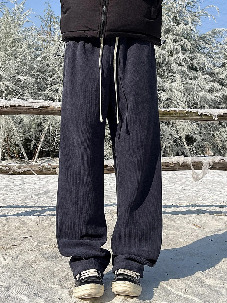 

Men's Fce Lined Corduroy Straight Leg Pants Loose Fit Casual Winter Trousers plus Size Trendy Brand Comfortable Tall