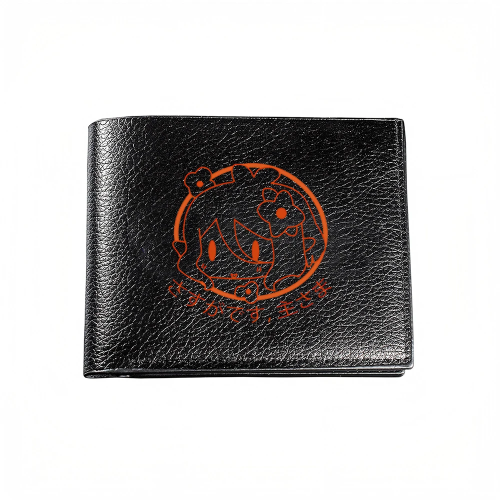 Cute Cat With Flower And Japanese Text Design Men's Wallet Card Holder Casual Business Fashion Style