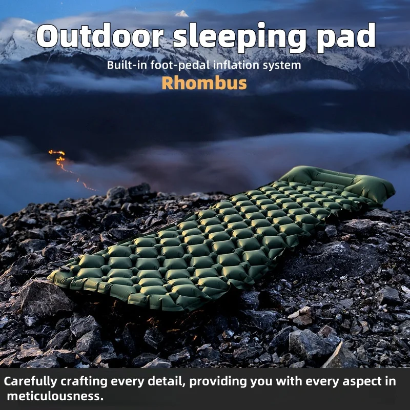 

Camping Sleeping Pad Inflatable Mattress Ultralight Built-in Pump Portable Compact Pillow Included for Trekking Travel Outdoor