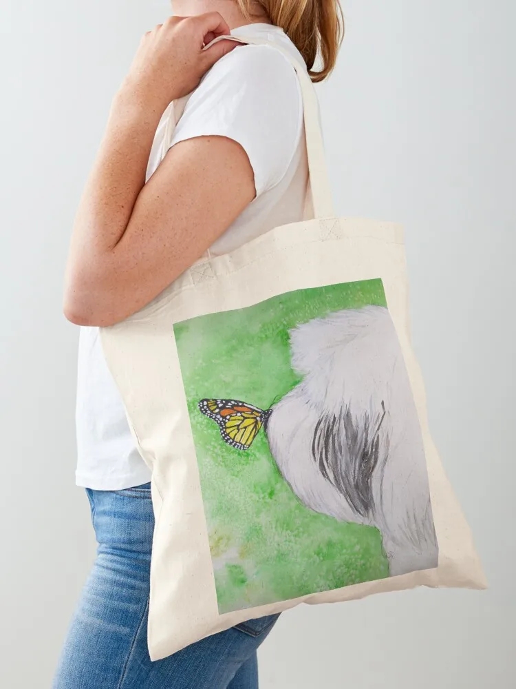 

Butterfly Kissed Old English Sheepdog Tote Bag large tote bag Big bag women for beach ecological bags