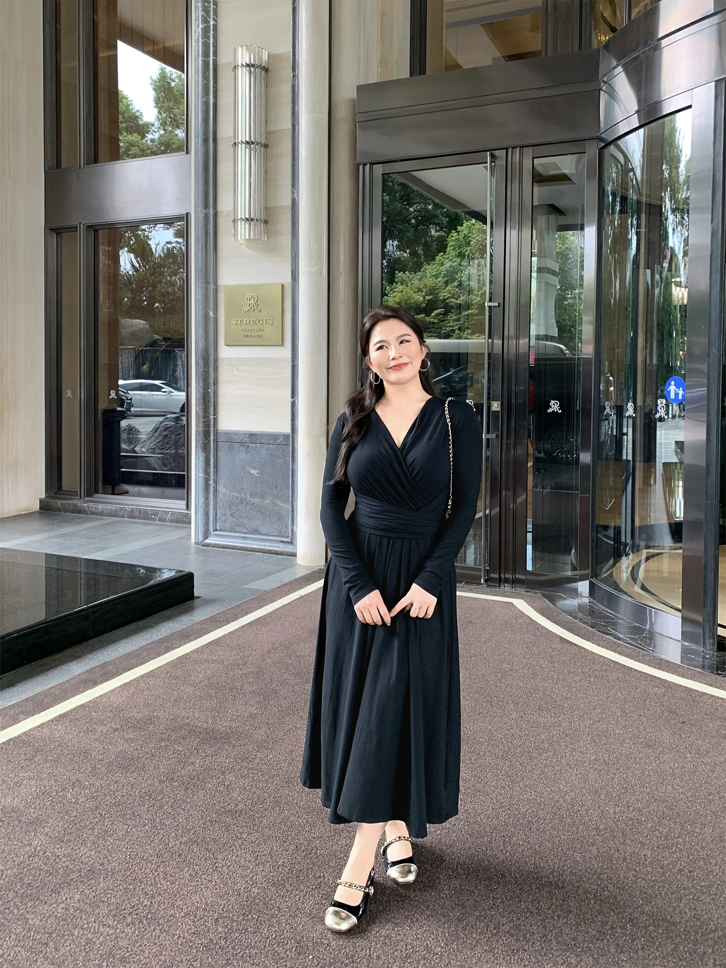 

ML Jasmine plus Size Knitted V-Ne Dr Casual A-Line Long Dr with Belt Autumn New Sle for Plump Women High Waist