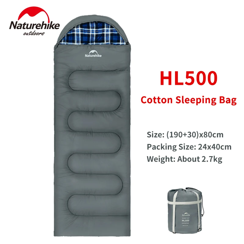 

Naturehike HL500 Cotton Sleeping Bag Winter Outdoor Hiking Warm Splicable Hooded Sleeping Bag Lightweight Envelope Sleeping Bag