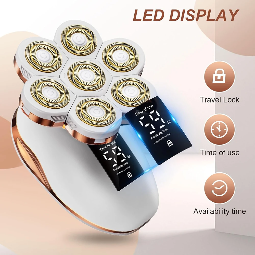 Rasoio elettrico da donna, depilazione viso 7D, trimmer bikini 5 in 1, rasoio elettrico ricaricabile per braccia, gambe, ascelle