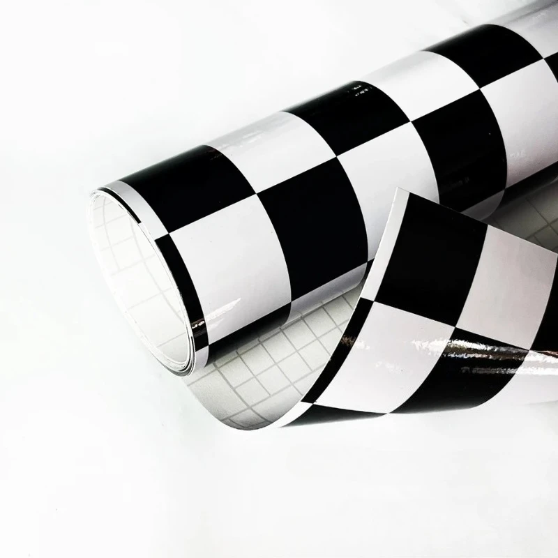 50cm*500cm Black White Checkered Printed Sticker Self Adhesive Decorative Sticker for DIY Car Interior Decorations