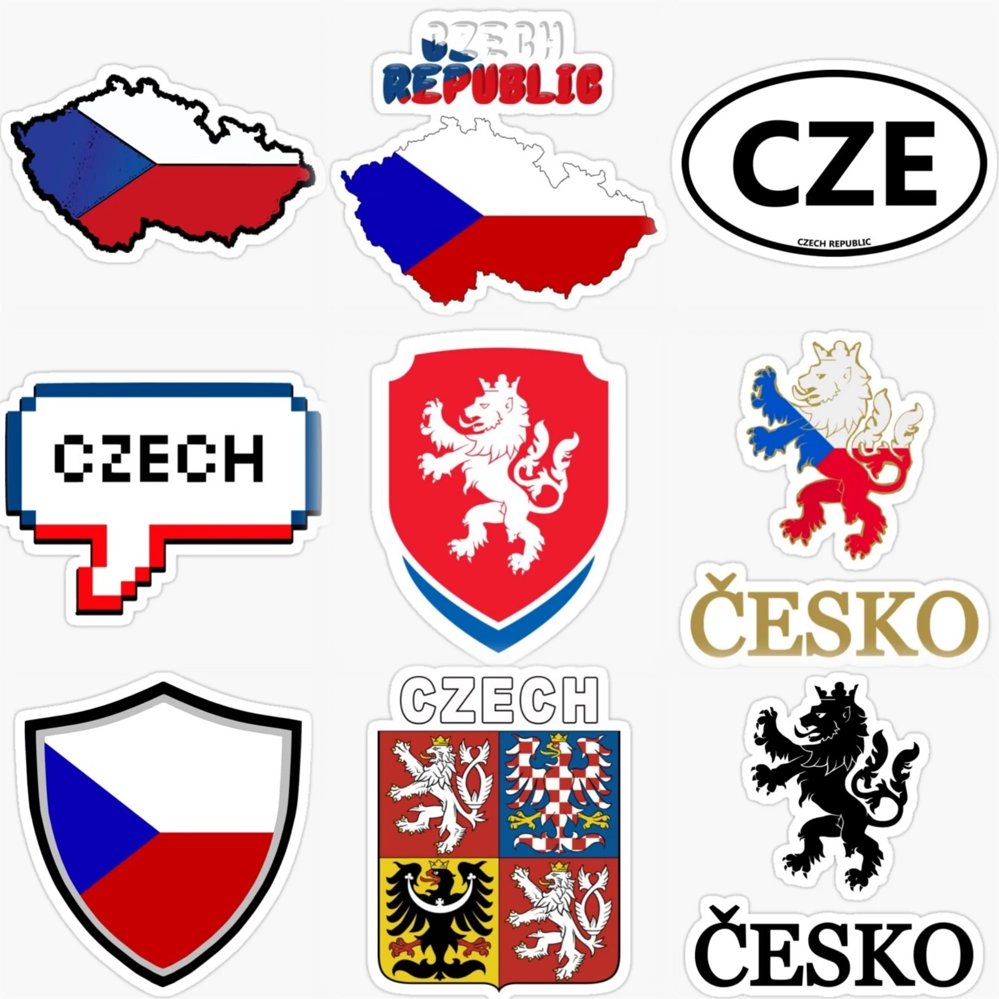 

Czech CZ Flag Map National Emblem Lion Creative PVC Sticker for Decorate Car Van Helmet Window Fridge Wall Decal Accessorie