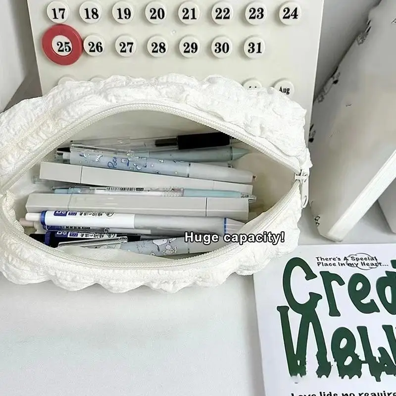 Niedliches Federmäppchen in Form eines Crêpe-Puffs, Schultasche für Schreibwaren, Federmäppchen mit Reißverschluss für Mädchen und Kinder, Kawaii-Stifthalter und Organizer. – Detail 4