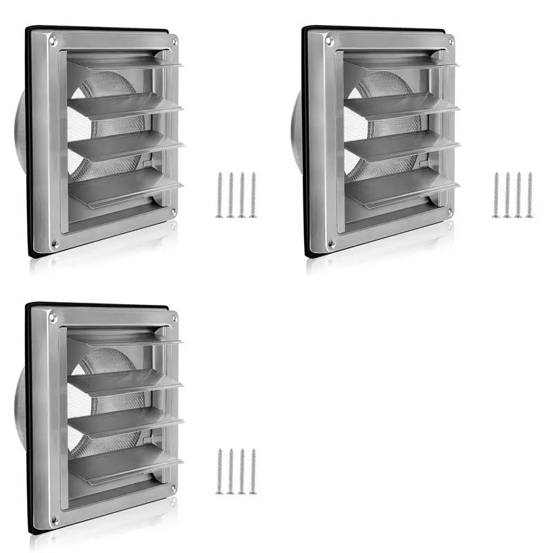 

2025 Hot Style 3X Ventilation Grille 150Mm Stainless Steel Air Vents Cover, Louvered Grille Cover Vent Flat Ducting Air Vent Wal
