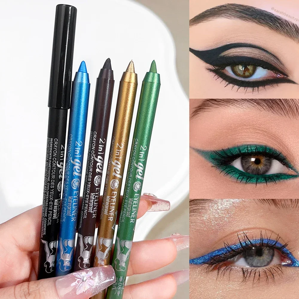 Kleurrijke Eyeliner Gel Pen Waterdicht Transpiratie Niet-vlekkende Oogschaduw Potlood Langdurige Parelachtige Ogen Lippenstiften Make-up voor Beginnende