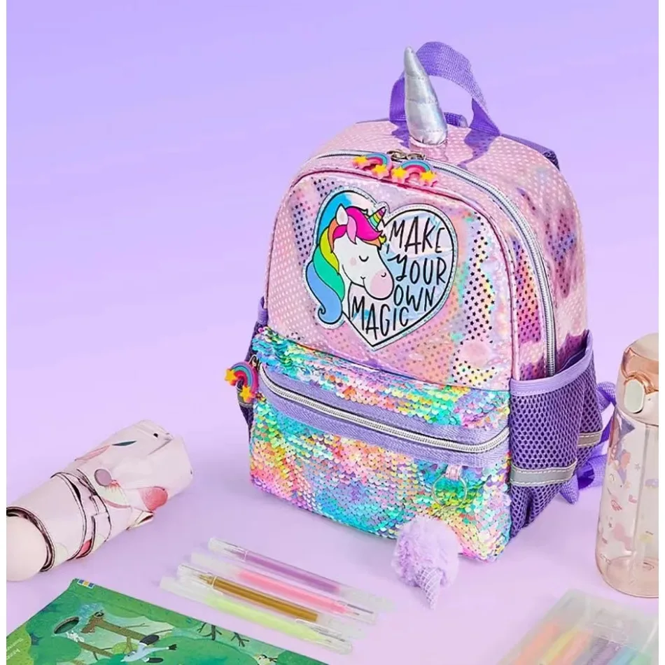 Backpacks For Girls 3-6yrs Holographic Laser Sequins Rainbow Unicorn Children\'S Kindergarten Bags Kids Anti-Lost Small Bags