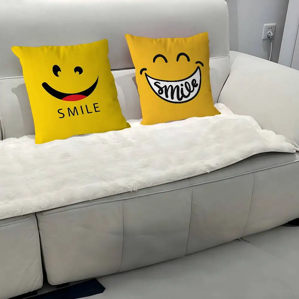 S-smile Logo Pillow Case Removable Washable Cushion Cover – All-Season Soft Linen