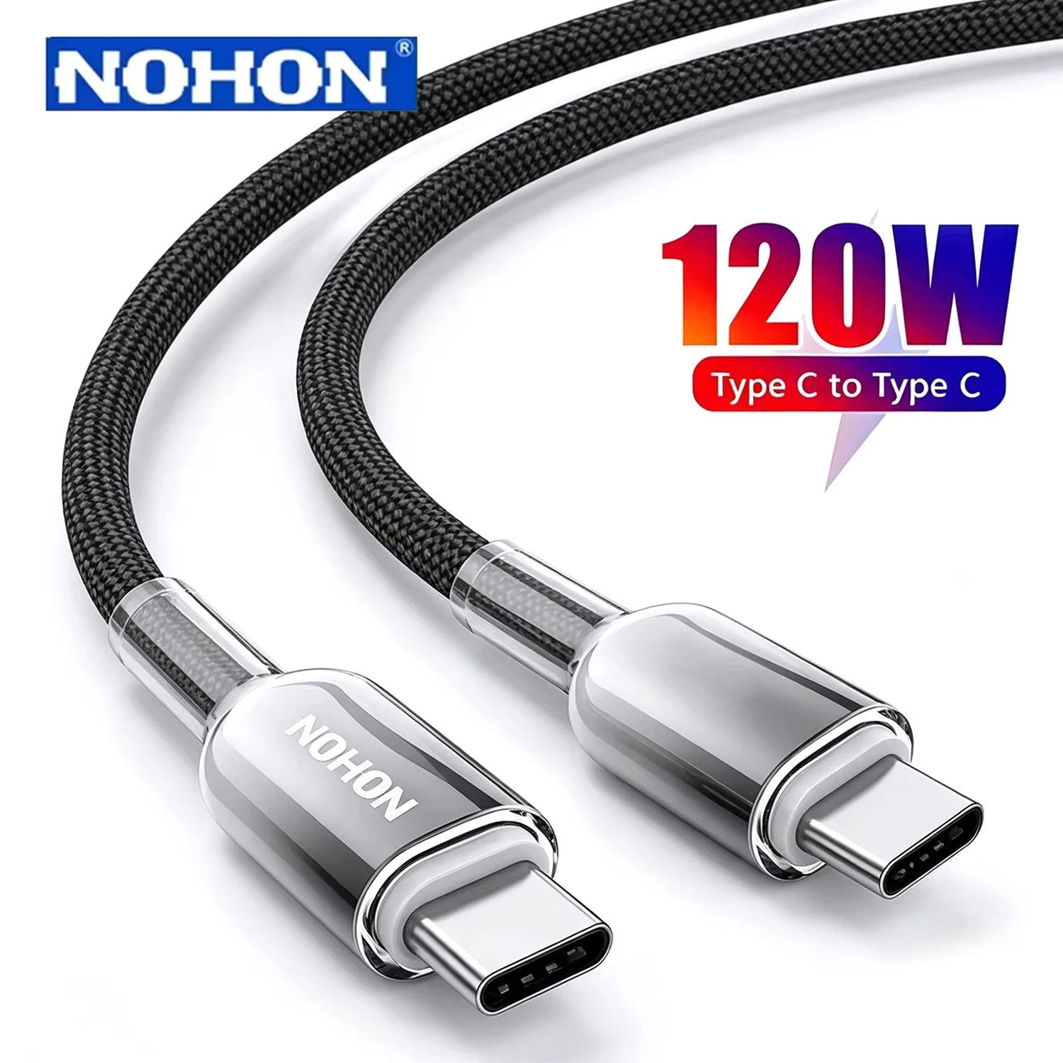 NOHON 1/2/4/6/8PCS Fast Charger Cable Compatible with iPhone 17/16/15 Samsung Huawei Xiaomi USB-C to Type C Charging Data Cable