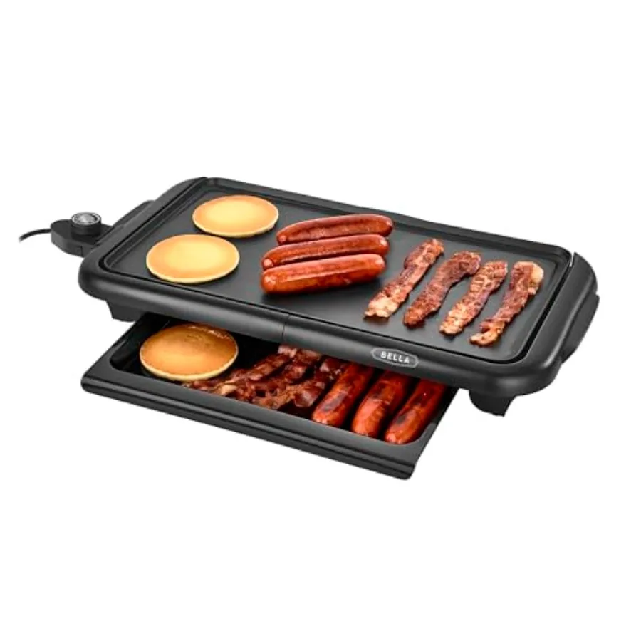 

Electric Griddle with Warming Tray - Smokeless Indoor Grill, Nonstick Surface, Adjustable Temperature and Cool-touch Handles, 1