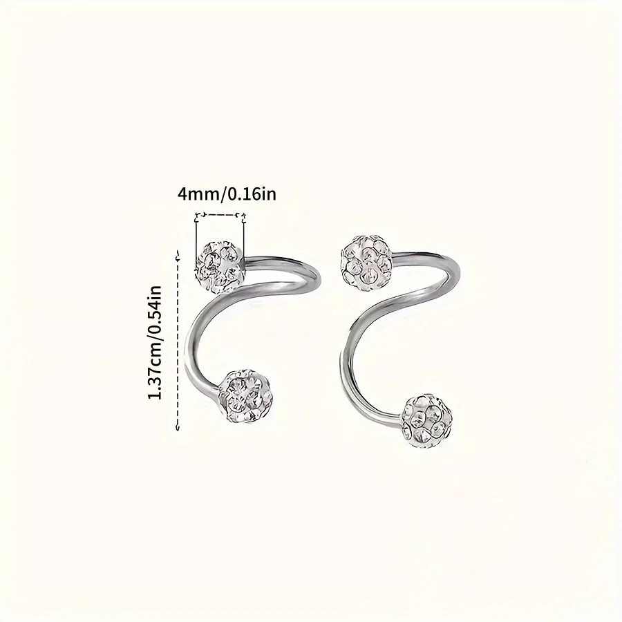 여성용 일상 보석 착용을 위한 맞춤형 나선형 S자형 귀걸이가 있는 미니멀리스트 및 고급스러운 여성용 구형 귀걸이