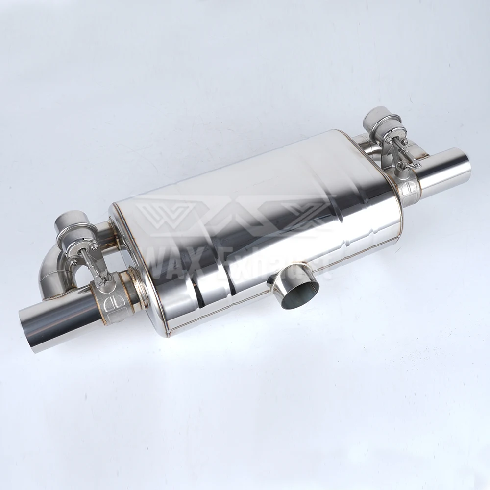 T Shape One In Two Out Car Exhaust Pipe Vacuum Pump Variable Valve Mufflers Remote Control Stainless Steel Universal