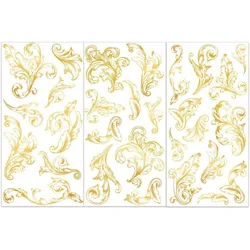 3pcs/Set Damask Rub on Transfers for Furniture and Crafts 6x12 inch Vintage Floral Furniture Decals Flower Transfer Stickers