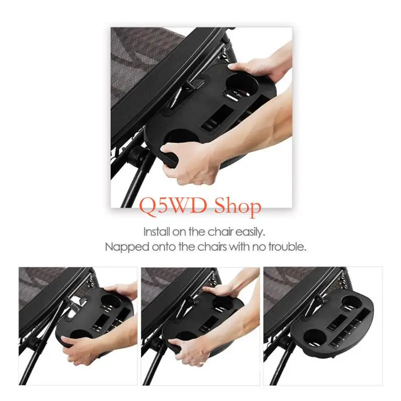 

Q5WD Zero-Gravity Lounge Chair Cup Holder 2 Pack Tray wi/Cup Holder Slot & Tray for Lounge Chairs