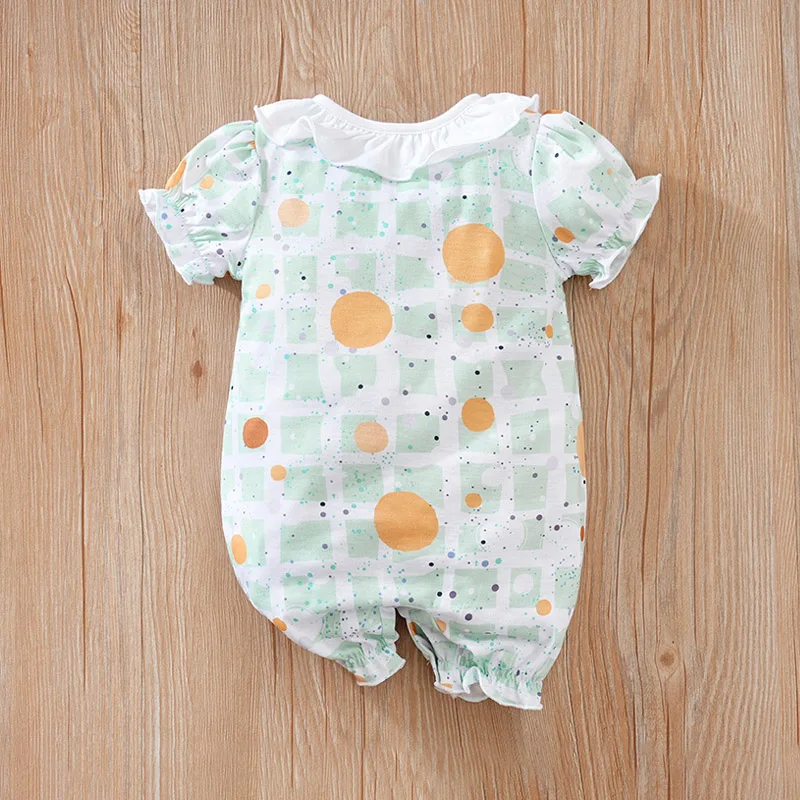 Newborn Clothing Casual Carnation Bubble Print Casual And Comfortable Soft Boys And Girls 0-18Summer Short Sleeved Baby Jumpsuit