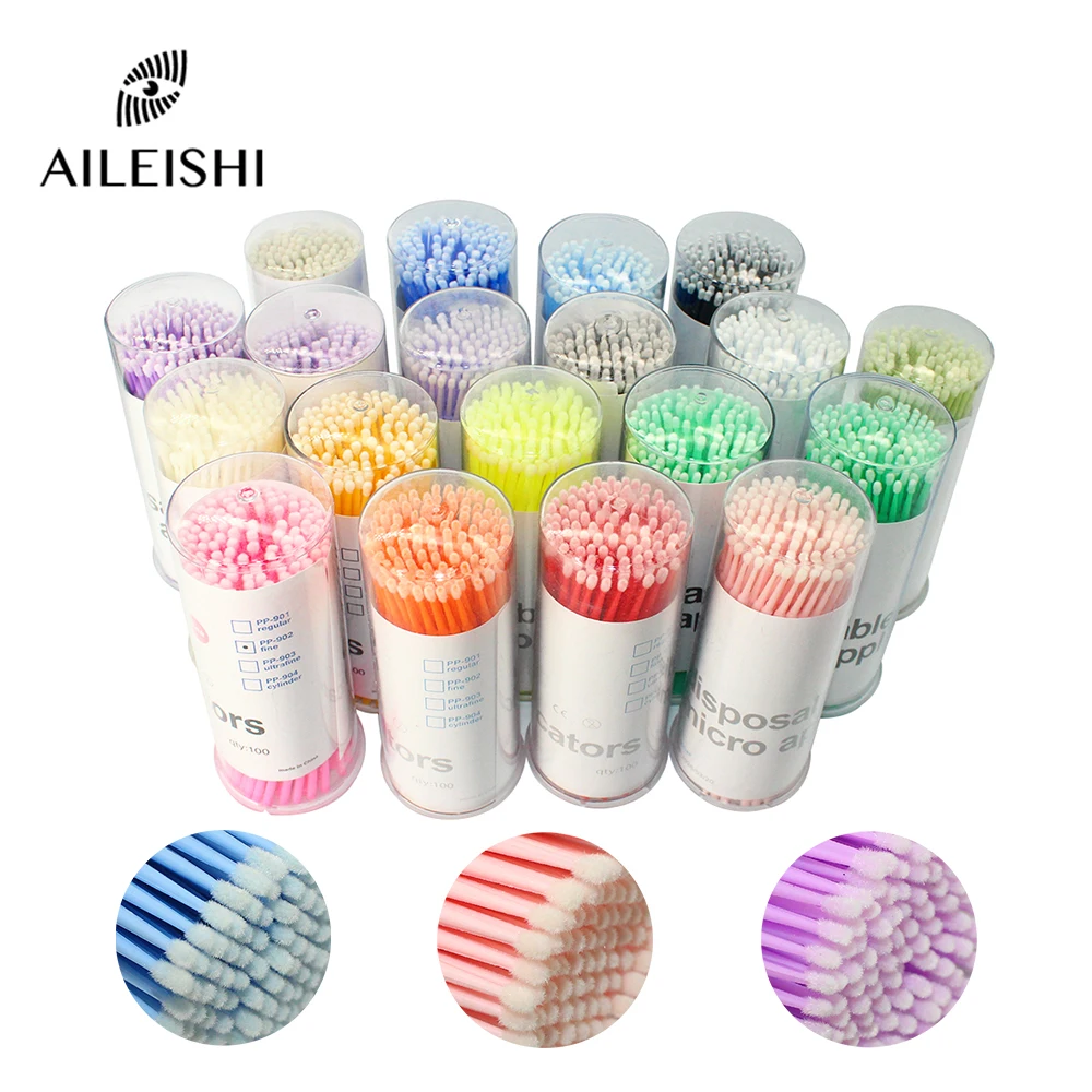 AILEISHI 100PCS/Bottle Eyelash Extension Cleaning Swabs Lash Lift Glue Remover Applicators Microblade Makeup Micro Brushes Tool