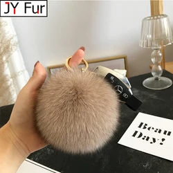 Fluffy Real Fox Fur Ball Poms Keychain For Women Luxury Pompom Keyring Accessories Bag Decoration Emo Trinket Jewelry Gifts