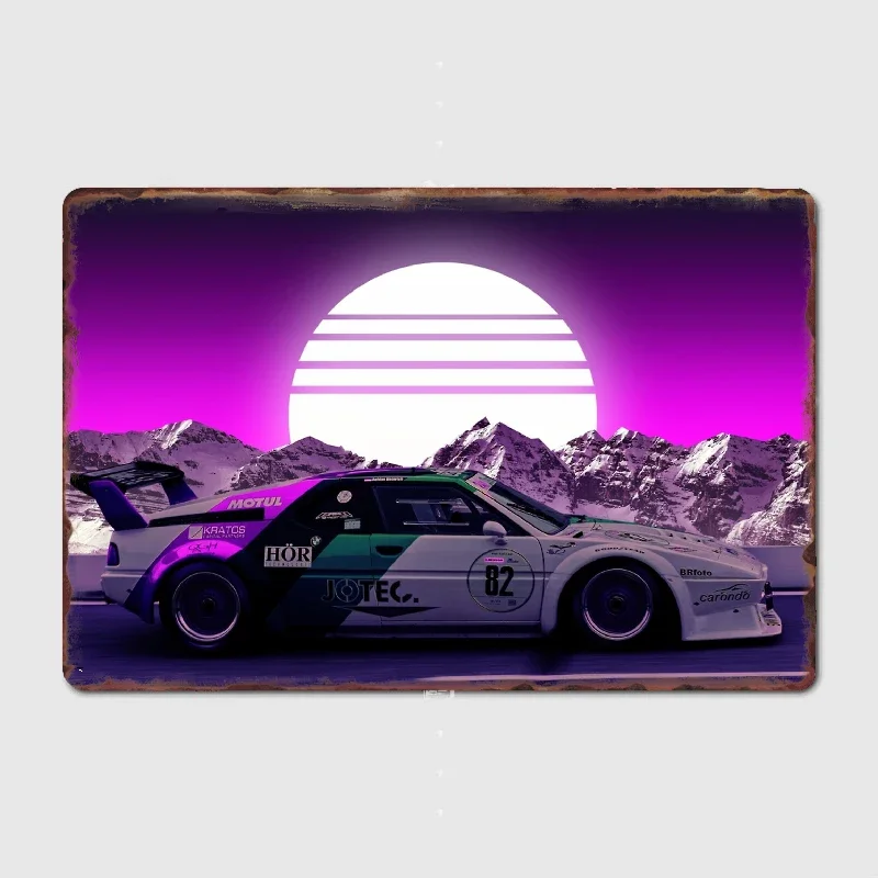 

Synthwave Car 80s Metal Plaque Poster Garage Decoration Living Room Cinema Living Room Custom Tin Sign Poster