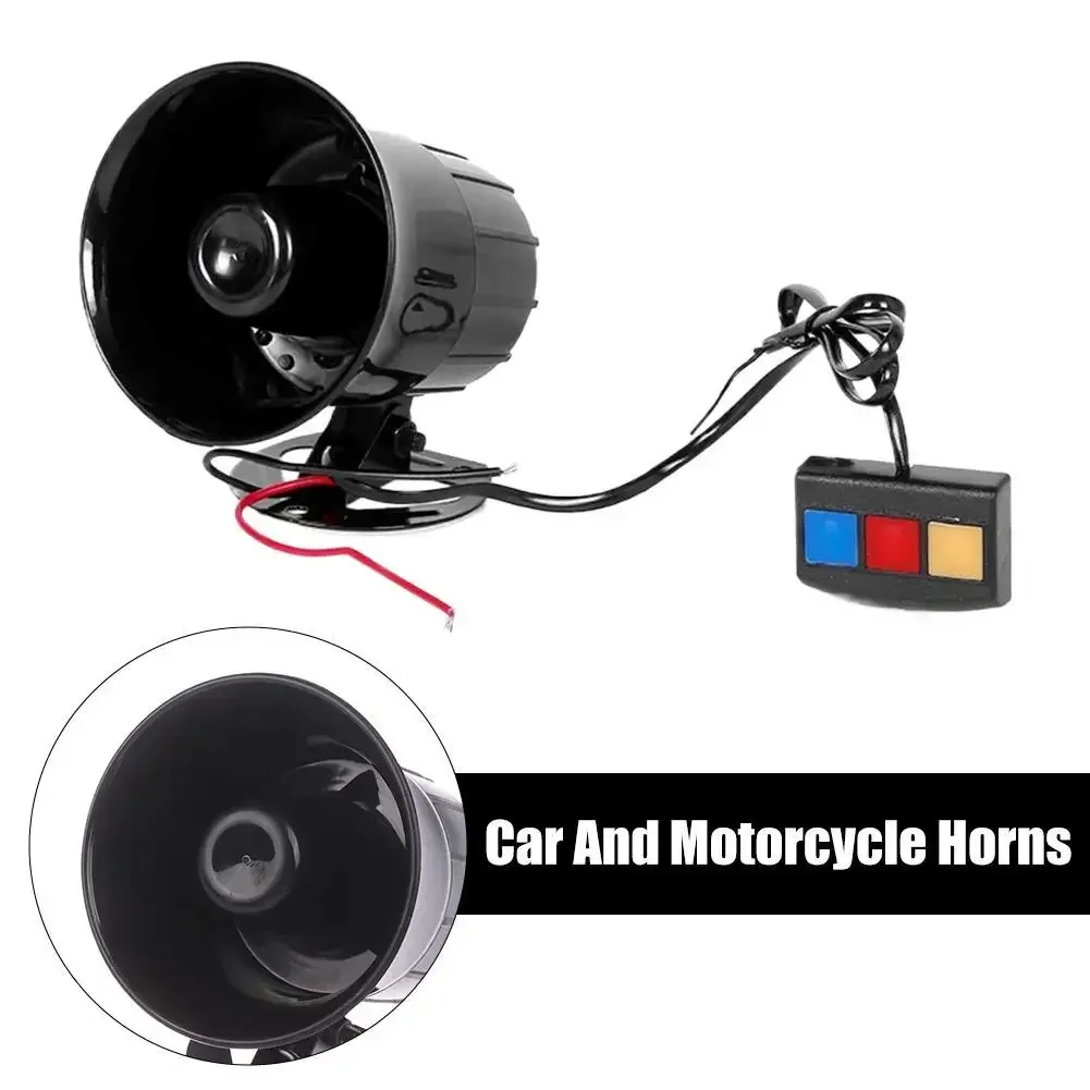 12V 3 Tone Sound Loud Car Horn Motorcycle Warning Alarm Police Fire Siren Horn Speaker Automotive Accessories 20W Accessory