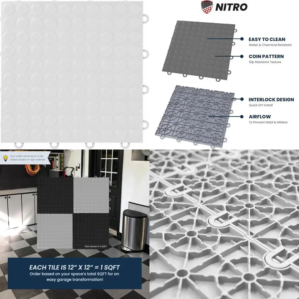 عدم الانزلاق 12x12 بلاط الأرضيات البلاستيكية المتشابكة عملة نمط القطب الشمالي الأبيض المرآب الحصير