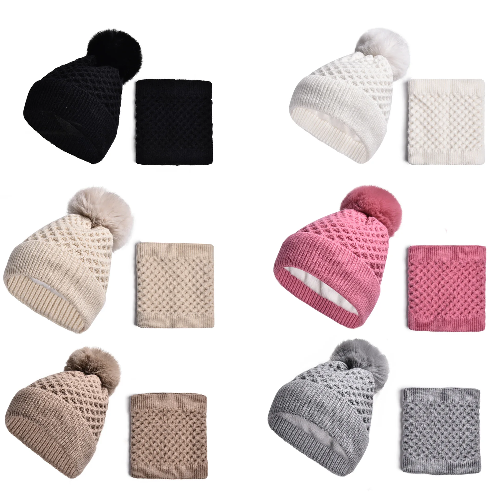 

High End Versatile Solid Color New Thick Hot Selling Popular 2025 New Hat Scarf Two-piece Shopping Warm Suit Trendy