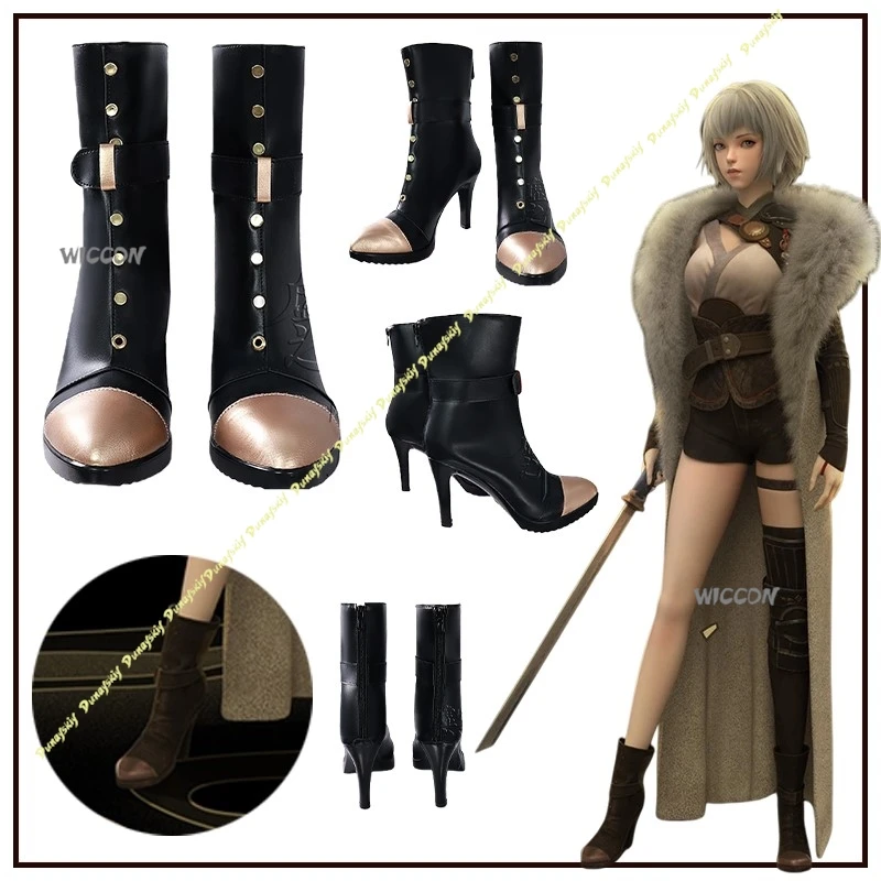 

Anime Cosplay Costume Suit Ling Cage Ⅱ Bai Yuekui Shoes Girls Prop Cool Black High heels Cos Party Woman Christmas Halloween Set