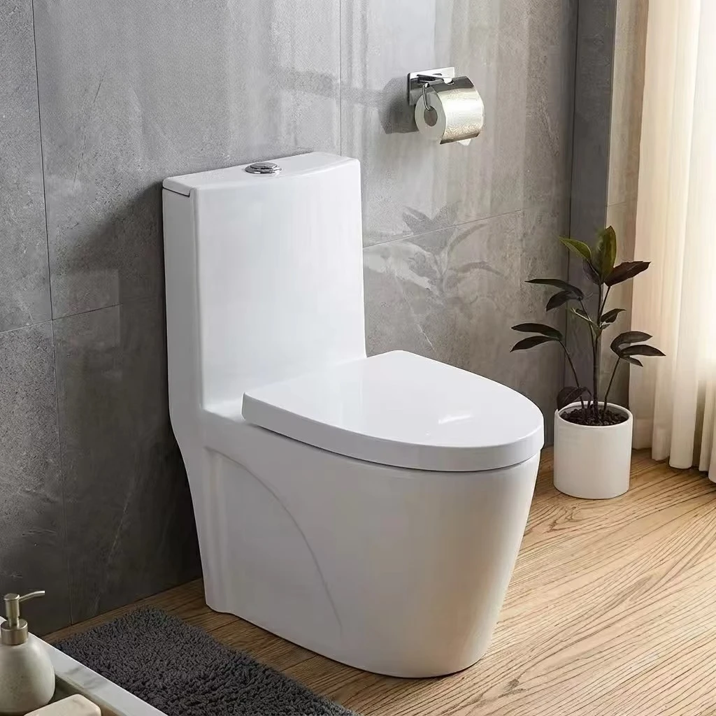Luxury Minimalist One-Piece Ceramic Toilet with Matte Gunmetal Finish and Siphonic Jet Flushing