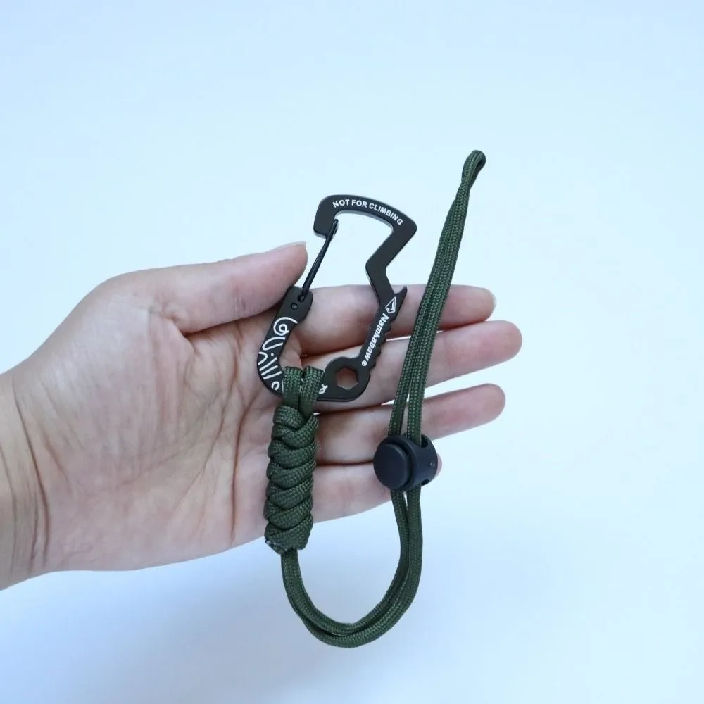 Multifunctional Outdoor Hook Carabiner with Paracord Keychain 2Colors Emergency Gear Anti-Loss Rope for Camping Hiking