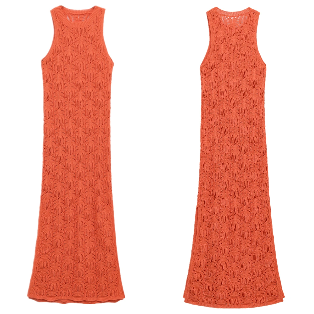 

Jenny&Dave French Lazy Jacquard Knitted Hollow Sexy Dress For Women Orange Color Summer Beach Dress Women