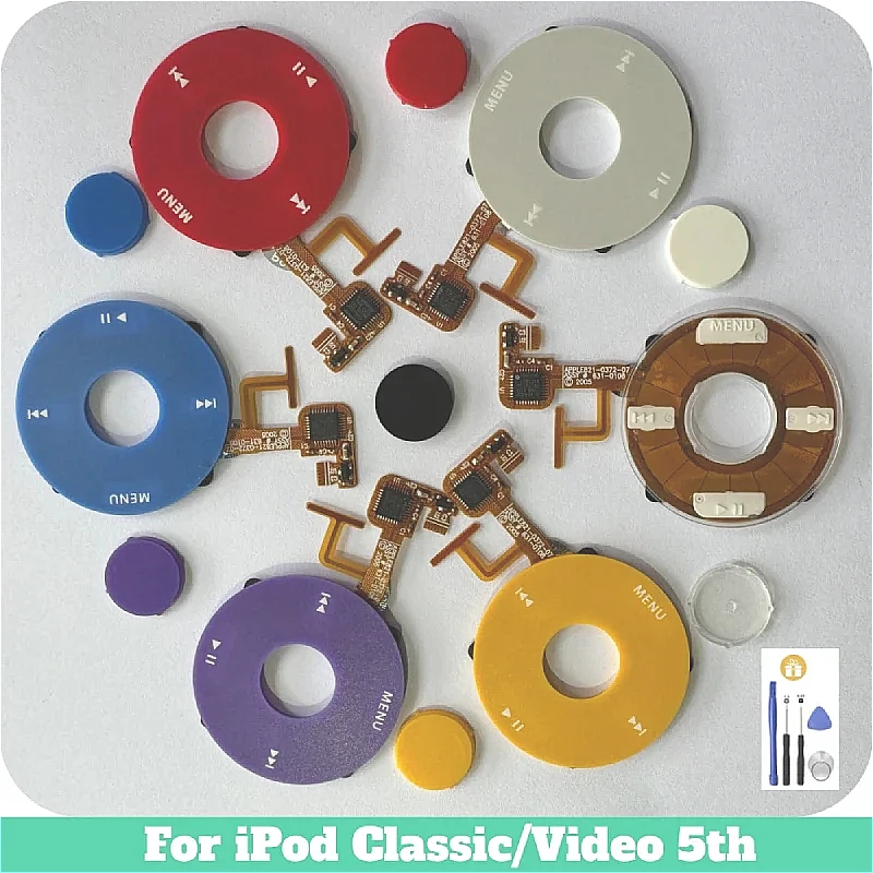 For iPod Video 5th Clickwheel Center Button Red Black White Yellow Purple Blue Transparent Free Shipping