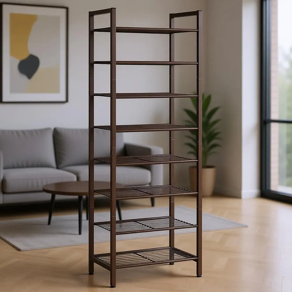 

Прочная 8-ярусная бронзовая металлическая полка для обуви для узких пространств и небольших прихожих