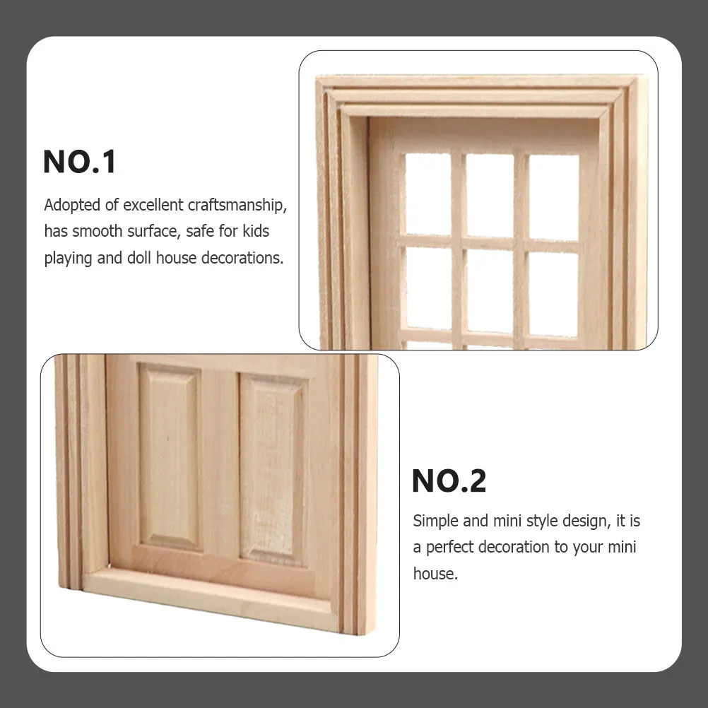 

Miniature House Door Wood Quality Smooth Surface Mini Furniture Door Home Decoration Mini Home Furniture Tiny House Accessory