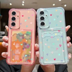 Card Bag Wallet Case For Samsung Galaxy S26 S25 S24 Ultra S23 S24 FE A17 A57 A55 A37 A15 A16 A56 5G Tiny Hearts TPU Phone Cover
