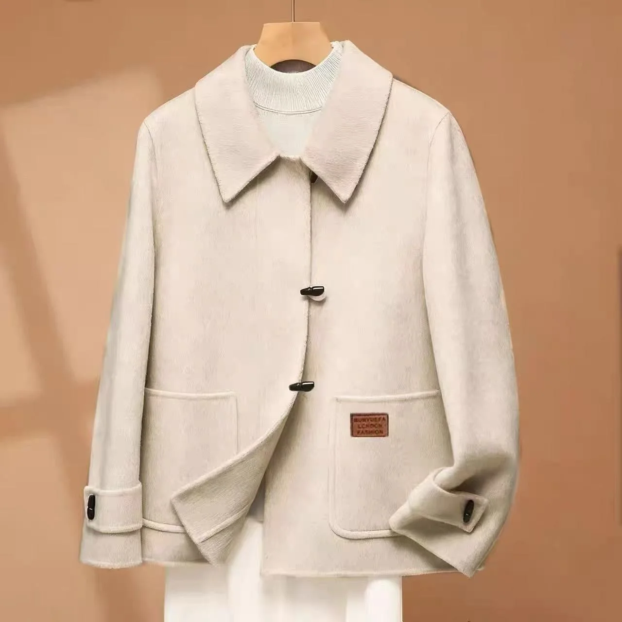 

Двустороннее шерстяное пальто из кашемира для женщин, осенне-зимняя новинка, модное, для повседневной носки, свободного кроя, с длинными рукавами, на пуговицах