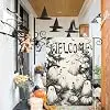 Halloween Garden Flag 12.5 x 18 Inch, Ghost Witch Hat Pumpkin Double Sided Burlap Welcome Small Front Yard Flag Fall Holiday cci
