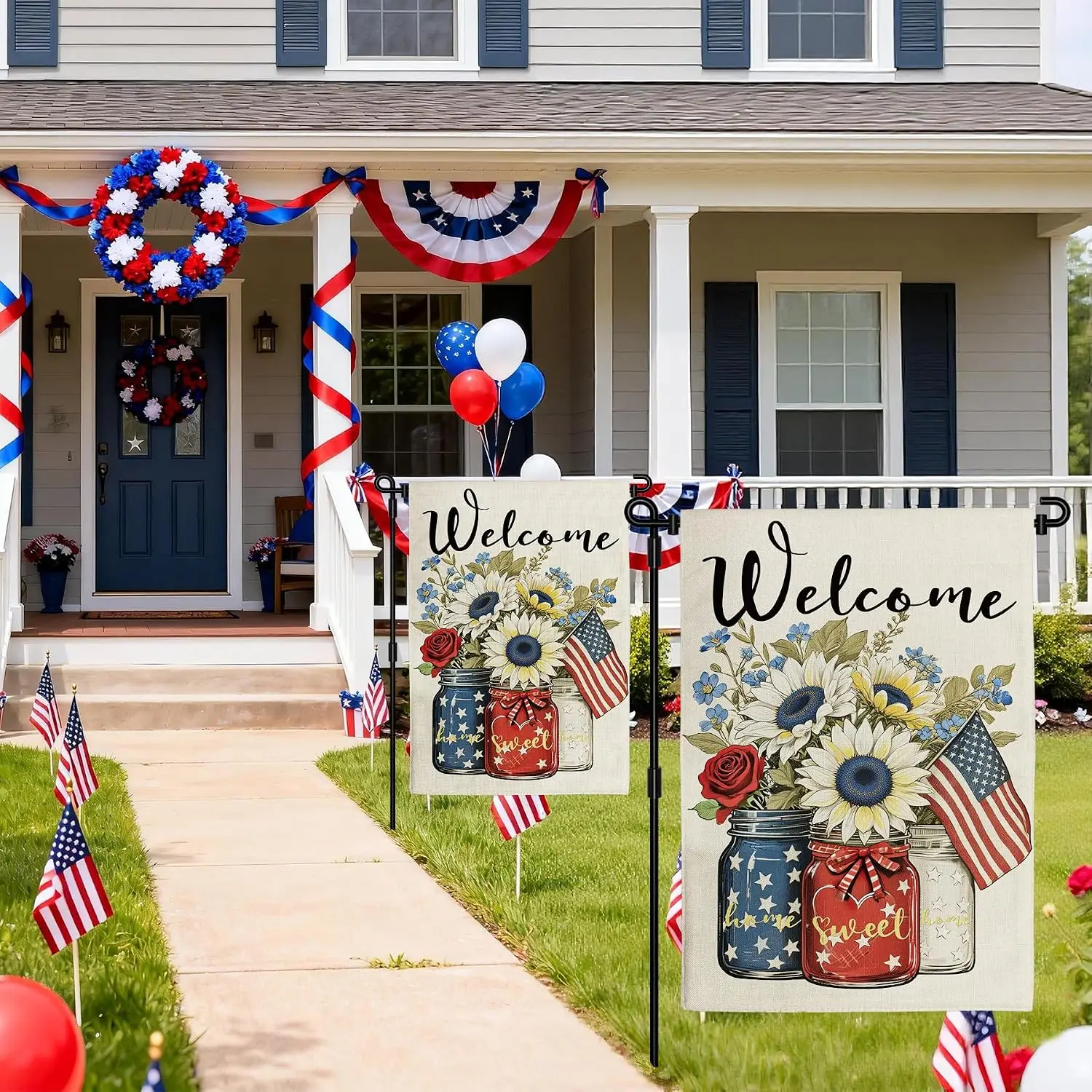Summer Garden Flag 12x18 Inch Double Sided Burlap Seasonal Welcome | Spring Floral Burlap Garden Flag Print Fade-resistant I kkz