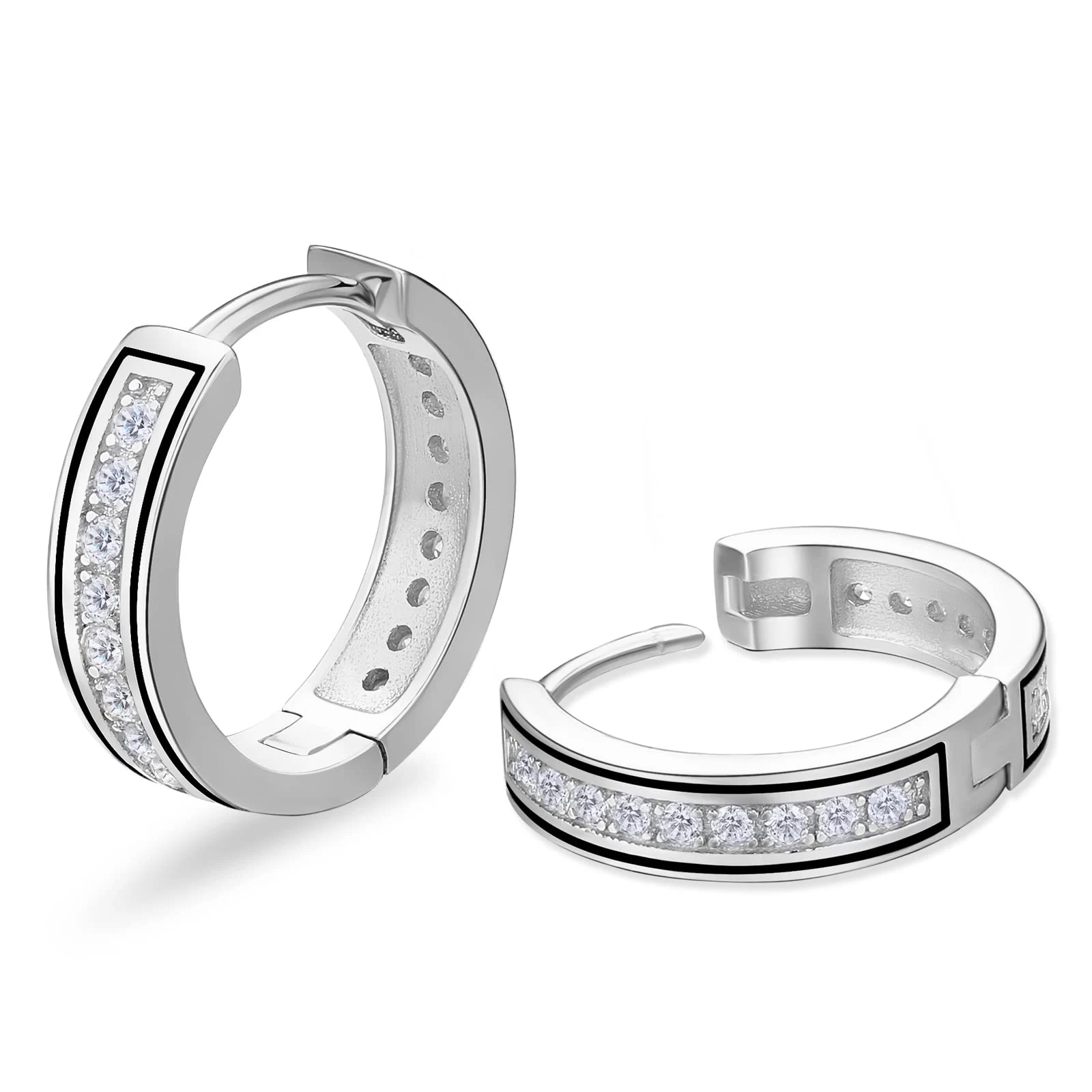 

925 Sterling Silver Huggie Hoop Earrings for MEN Women Girls