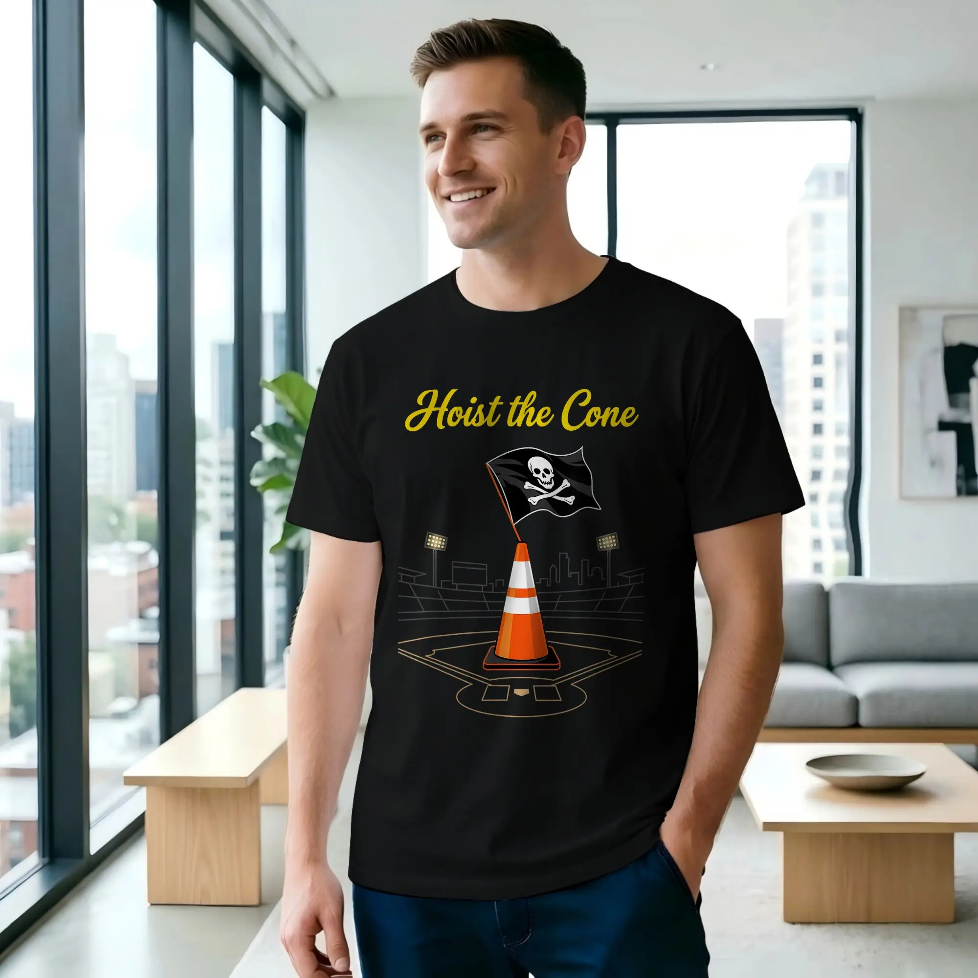 Pittsburgh Hoist The Traffic Cone Hoist Men T Shirts Hoist The Cone Creative Tees Short Sleeve Crewneck 100% Cotton Original
