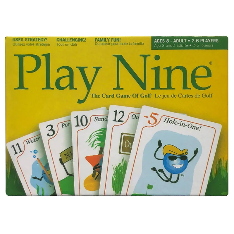 A strategy-based family card game themed around the sport of golf. It features a challenging nine-game set of golf card cards